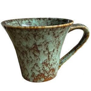 Green and Brown speckled ceramic 12oz mug coffee tea stoneware